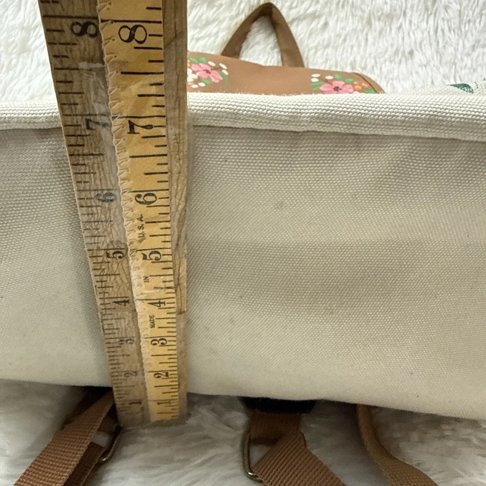 Loungefly Harry Potter Floral Deathly Hallows Slouch Backpack Cream Faux Leather